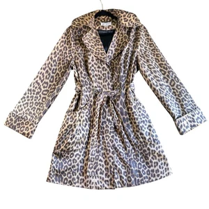 Womens Leopard Print Belted Trench Coat Animal Print Jacket Medium M - Picture 1 of 13
