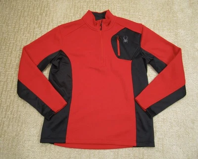 Pulôver Spyder masculino grande vermelho preto meio zíper lã camada de esqui ao ar livre 417037 - Imagem 1 de 4