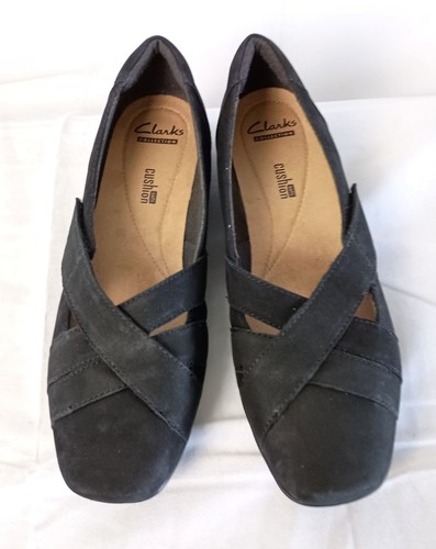 Mocassini Clarks Cushion morbidi neri scamosciati taglia 9 scarpe basse comode slip on