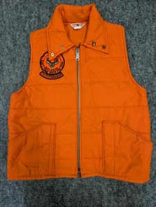 VTG Tom Cat Nine Lives Orange Vest Mens Large Made USA Florida Bow Hunter Patch - Picture 1 of 12