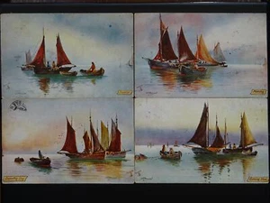 Fishing Theme 4 x FISHING IN THE NORTH SEA c1906 Postcard by Raphael Tuck 6383 - Picture 1 of 9