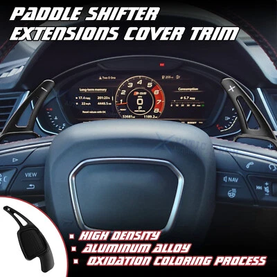 Black Paddle Extended Shift Trim For Audi A5 Q5 S5 SQ5 2018-up Q3 Q8 2019-up - Image 1 of 4
