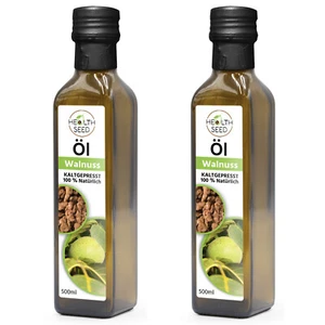 2x500ml Walnussöl Health Seed® - Ungefiltert Kaltgepresst Glasflasche - Bild 1 von 3