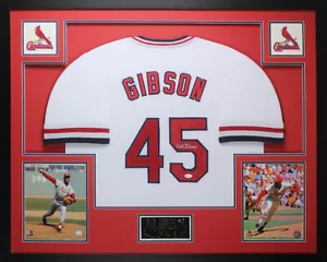 Bob Gibson Autographed & Framed White Cardinals Jersey Auto JSA Certified - Picture 1 of 5