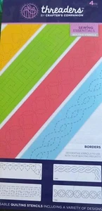 Threaders by Crafter's Companion 4 QUILTING STENCILS BORDERS (Used Perfect) - Picture 1 of 6