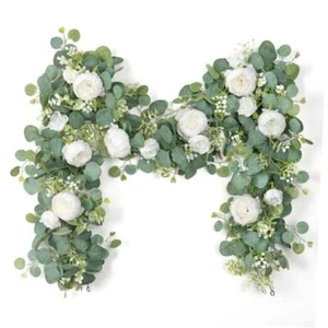 2 Pack 13FT Flower Garland, Artificial Rose Vine Fake Flower 2PCS White - Picture 1 of 7