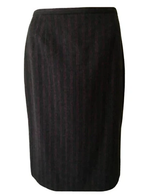 Dana Buchman Charcoal Gray & Pink Pinstripe Wool & Cashmere Dress Skirt Sz 6 - Image 1 of 4