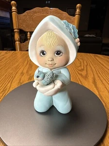 Bebé de nieve de cerámica de colección vacaciones paquete bebé con figura de pájaro decoración regalo - Imagen 1 de 8