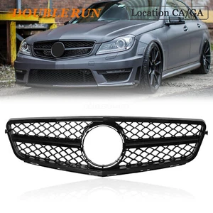 Gloss Black Front Grille For 2008-2014 Mercedes Benz C Class W204 C250 C300 C350 - Picture 1 of 7