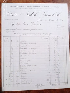 1910 JESI fattura ditta NATALE GAMBELLI DROGHE LIQUORI CANDELE CACCIA HONORATI - Foto 1 di 1