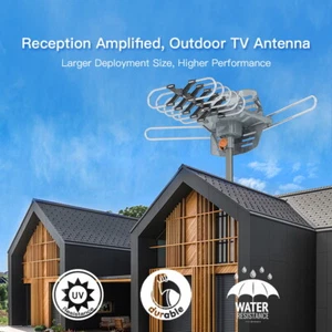 Antena de TV digital HD amplificada para exteriores 9900 millas 1080P 36dB UHF VHF con poste - Imagen 1 de 22