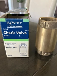 1-1/4" NPT IN-LINE CHECK VALVE BRASS SPRING LOADED INLINE 200 psi NEW - Picture 1 of 4