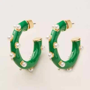 Pendientes de aro de lunares de perlas verdes - Kate Spade New York X Target - Imagen 1 de 3