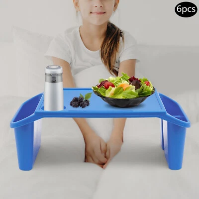 6 peças bandeja de mesa infantil PP plástico café da manhã bandejas para laptop com bolsos laterais EUA - Imagem 1 de 4