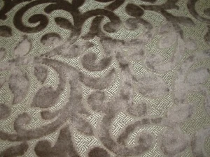 10 4/8YDS STROHEIM~CUT VELVET VINES EMBROIDERY GROUND UPHOLSTERY FABRIC FOR LESS - Picture 1 of 3