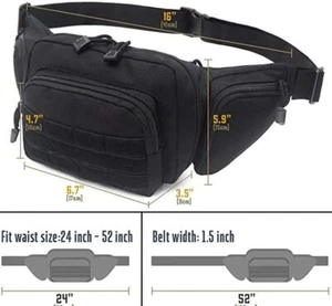 Black Tactical Fanny Pack Military Hip Belt Utility Bag Outdoor Hiking Waist Bag - Picture 1 of 9