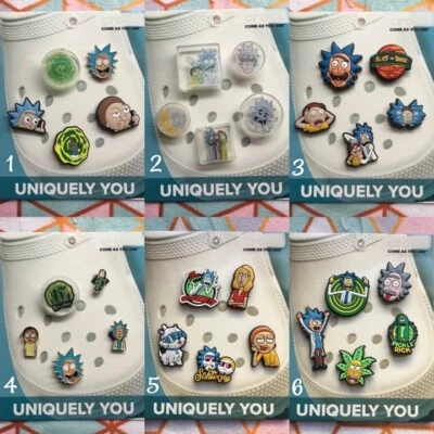 Crocs Handmade jibbitz 5pc Pickle Rick And Morty Trippy shoe charms set 6 - Image 1 of 4