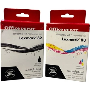 2 packs (1 color, 1 black) Office Depot for Lexmark 83 Printer Ink Cartridges - Picture 1 of 5