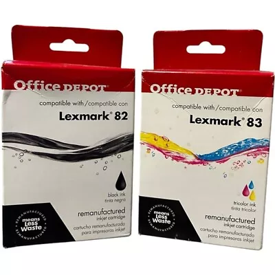 2 packs (1 color, 1 black) Office Depot for Lexmark 83 Printer Ink Cartridges - Image 1 of 4