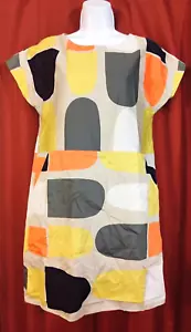 MARIMEKKO SZ 34 RETRO GEOMETRIC ABOVE KNEE DRESS LINED *READ* - Picture 1 of 8