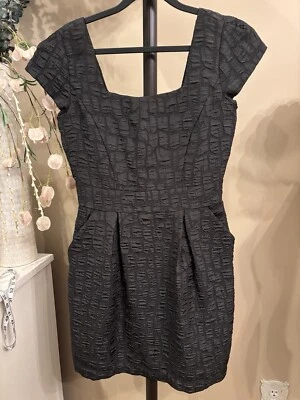 Vestido BCBGENERATION Talla 6 Marrón Manga Casquillo Cuello Cuadrado Vaina Bolsillos Nuevo sin Etiquetas Foto 1 de 4