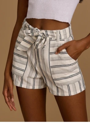 Pantalones Cortos Sandoval Blanco Rayas Cinturón Cintura Alta Talla 26/4 EE. UU. Foto 1 de 4