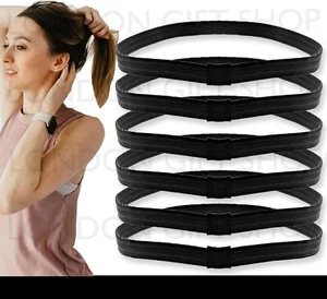 6 x SCHWARZ Erwachsene Sport Schweiß Schweißband Stirnband Yoga Gym Tennis Stretch Unisex - Bild 1 von 5