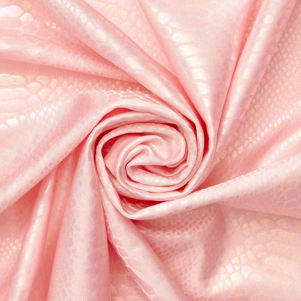 Snake Scale Hologram Tricot Foil Fabric - Shiny Stretchy 60” By The Yard - Image 1 of 1