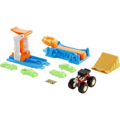 Hot Wheels Monster Trucks Launch & Bash Play Set con lanzador y 4 autos triturados Foto 1 de 4
