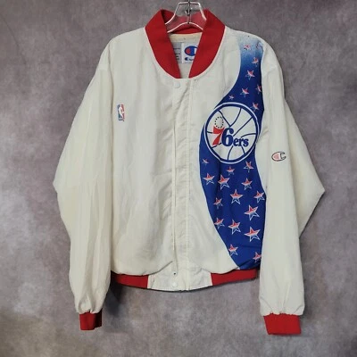 Chaqueta De Colección Campeón Años 90 NBA Philadelphia 76ers Calentamiento Estrellas Fugaces Hombres M Foto 1 de 4