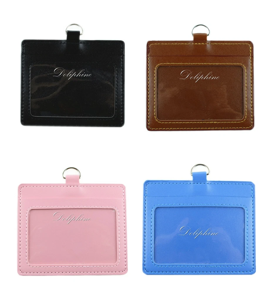 Кожаный горизонтальный держатель для удостоверения личности с окном и слотом для карт размер 4,5 дюйма x 3 дюйма - Изображение 1 из 1