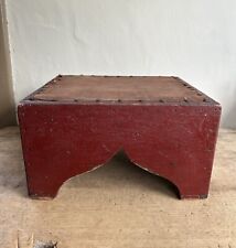 BEST Early Antique Original Red Paint Heart Form Ends Foot Stool Riser Wooden