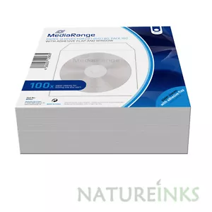 200 Mediarange CD DVD Paper Sleeves wallet with Clear window adhesive Flap BOX62 - Afbeelding 1 van 2