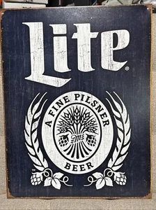 Miller Lite Beer Tin Metal Sign Wall Garage Classic Fine Pilsner - Picture 1 of 2