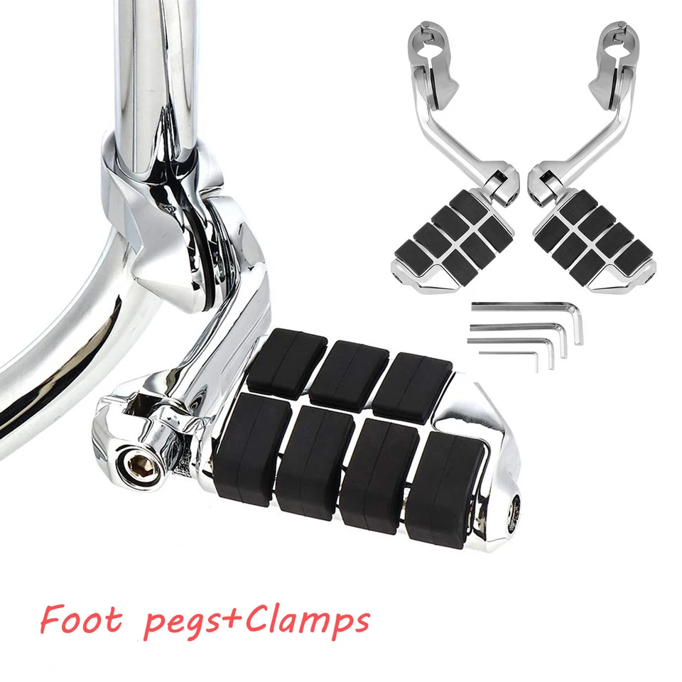 2X reposapiés motocicletas carretera estriberas barras abrazaderas 1-1/4" para Harley Davidson Foto 1 de 4