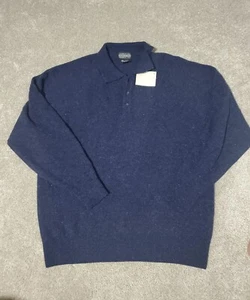 Maglione uomo solo membri nuovo con etichetta taglia XL 100% lana di agnello blu navy polo shirt - Foto 1 di 6