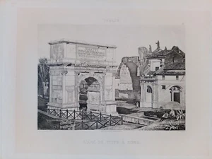 Roma Foro romano arco Tito acquatinta 1840 Dusacq Callow stampa antica - Picture 1 of 3