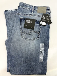 NEW Mens Silver Jeans Zac Men’s 44x32 Relaxed Fit INDIGO Straight Leg Comfort - Picture 1 of 5