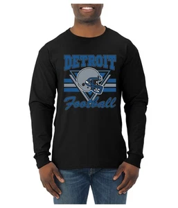 Detroit Football Helmet Mens Long Sleeve Shirt - Picture 1 of 3