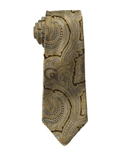 Kiton Napoli $370 Brown Yellow Ornate Paisley Print 100% Silk Tie 3.25” 8 cm - Picture 1 of 3