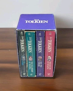 JRR Tolkien Purple Paperbacks Box Set The Hobbit Lord of The Rings Del Rey 1982 - Picture 1 of 16