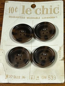 Buttons 4 Le chic brown mottled on card 7/8" VTG 4-hole - Picture 1 of 5