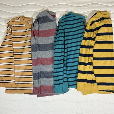 Lot of 4 Boys YM Youth Medium Long Sleeve Shirts Fall Winter Stripes Gap Kids  V - Image 1 of 4