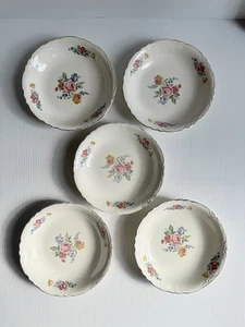 "5 cuencos de sopa/ensalada vintage Scio Hazel 8,25"" ramo de rosas borde dorado floral LEER - Imagen 1 de 7