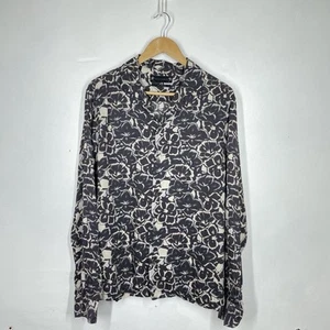 All Saints Shirt Mens L Blue Cream Floral Pattern Hawaiian Holiday Tiergarten LS - Picture 1 of 8