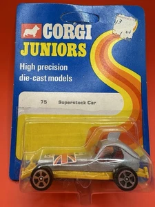 Vintage Corgi Juniors Whizzwheels Gray/Yellow Super Stock Car - Unpunched Rare - Picture 1 of 2