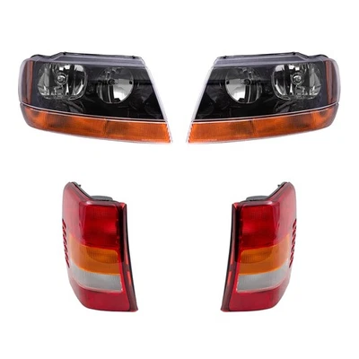 Headlights Smoked Bezel & Tail Lights w/ Circuit Boards for 02-04 Grand Cherokee Foto 1 de 4