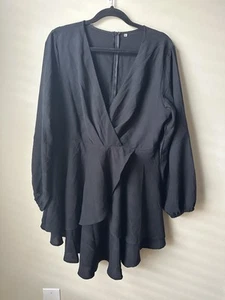 Women’s Black Long Sleeve Ruffle Dress Size XL - Picture 1 of 7