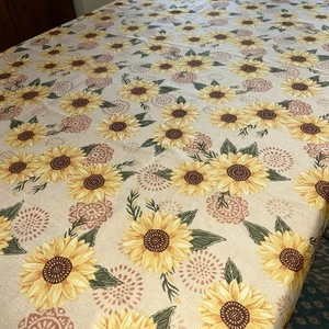 Vintage Sunflower Print Tablecloth – 52” x 70” – Autumn Farmhouse Kitchen Decor - Picture 1 of 3