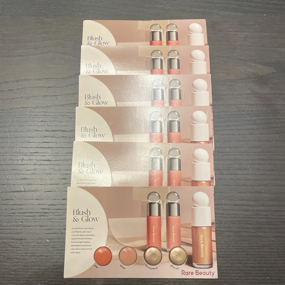 Rare Beauty ~ Blush & Glow ~ Liquid Blush & Luminizer Sample Card NIB x6 Lot  - Image 1 of 1